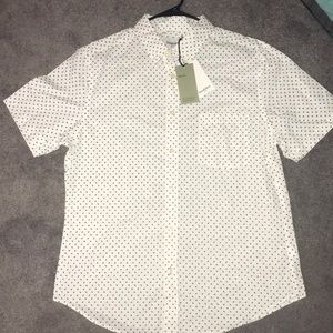 White, patterned, casual button down, new